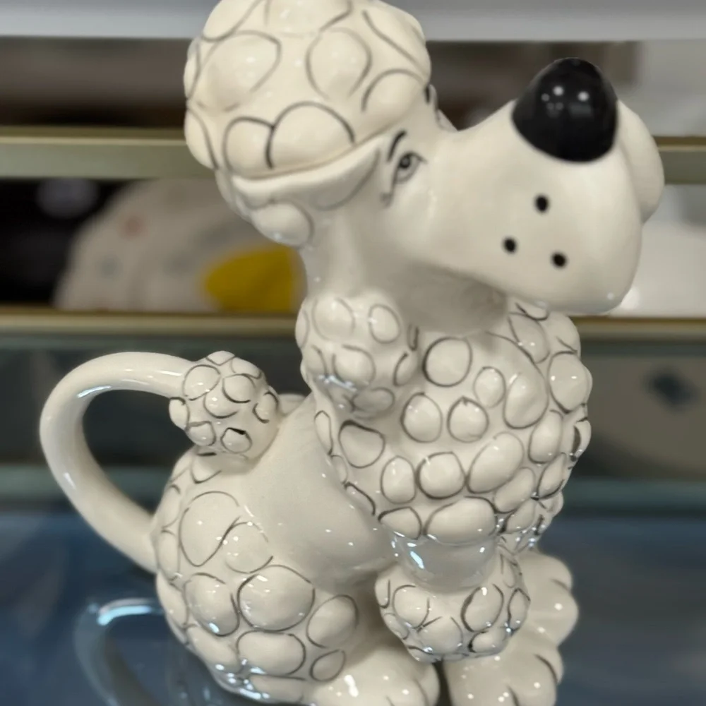 Ceramic Poodle Dog Figurine - White teapot/pitcher